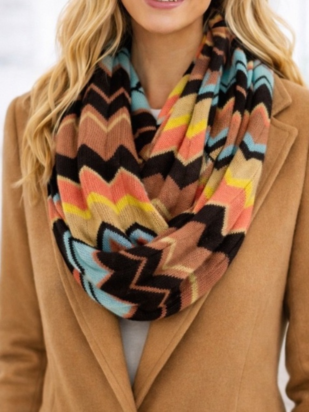 Missoni for Target Zigzag Infinity Scarf Multicolor Chevorn Wool Blend